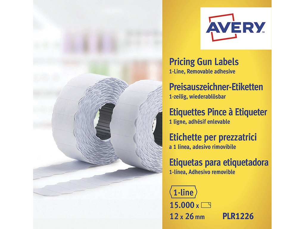 Prisetiketter, 26x12 mm, Hvid, 1500 etiketter pr rulle, Avery 
