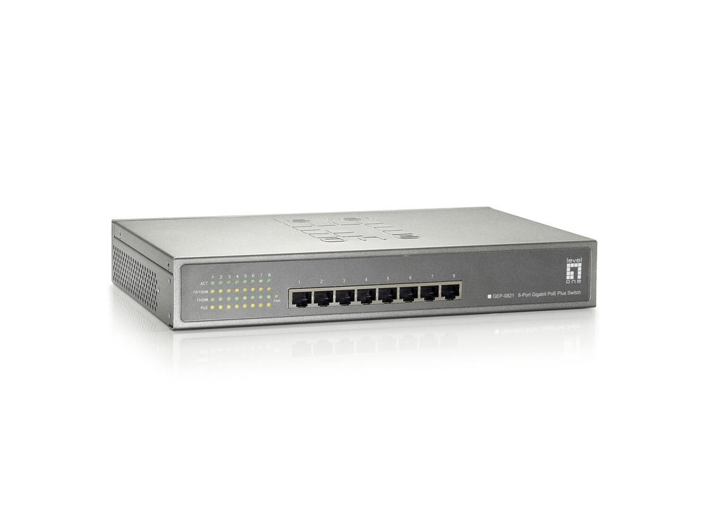 LevelOne GEP-0821 netværksswitch Gigabit Ethernet (10/100/1000) Strøm over Ethernet (PoE) Grå