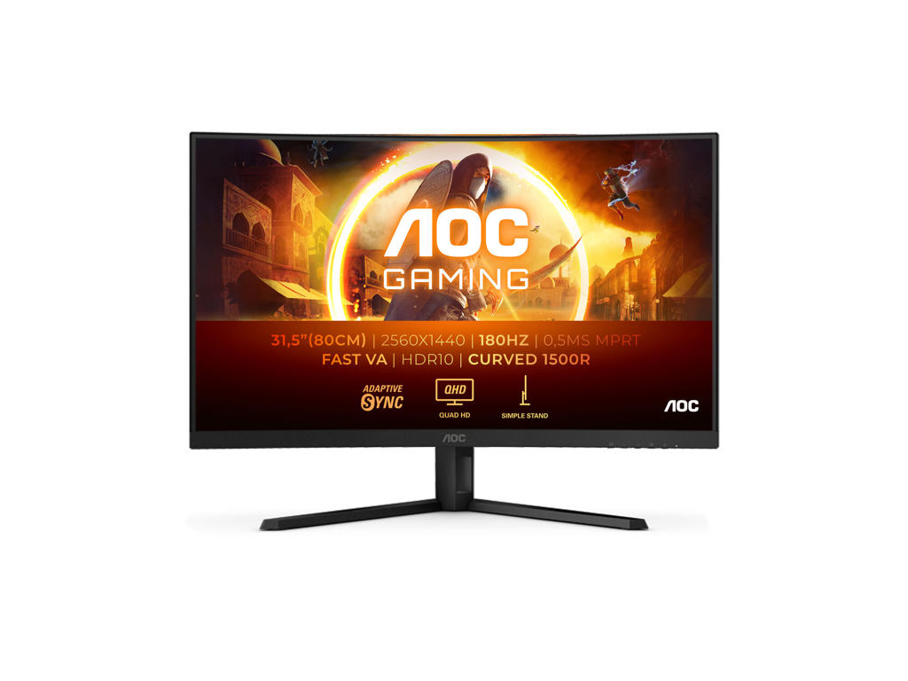AOC G4 CQ32G4VE computerskærm 80 cm (31.5") 2560 x 1440 pixel Quad HD LCD Sort, Grå