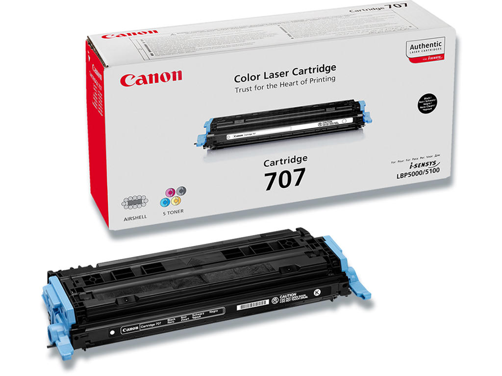 Toner, 707BK, Black-sort, 2.500 sider, Canon 9424A004