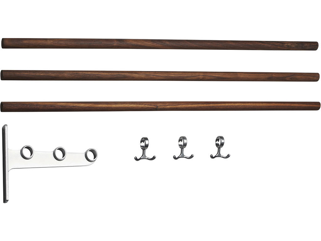 Hatte- og skohylde tillægsdel, Nostalgi, L=1000 mm valnød/aluminium, Essem Design DK