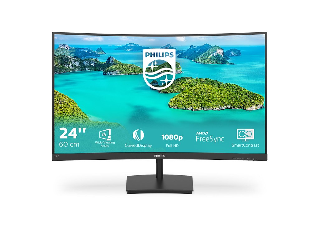 Philips E Line 241E1SCA/00 computerskærm 59,9 cm (23.6") 1920 x 1080 pixel Fuld HD LCD Sort