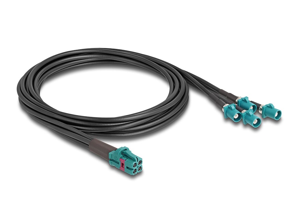 DeLOCK 90141 koaxial kabel 1 m Mini FAKRA Z 4 x FAKRA Z Sort, Blå