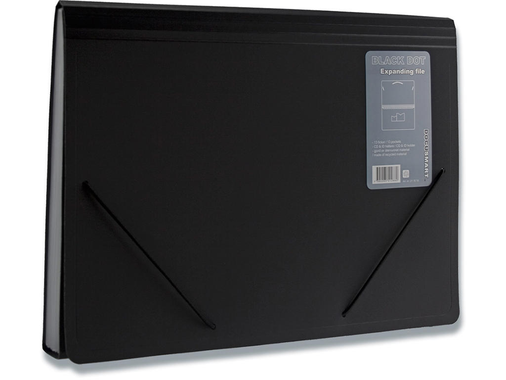 Projektmappe, 13 rum, 2 elastikker, Sort, BNT Docusmart 