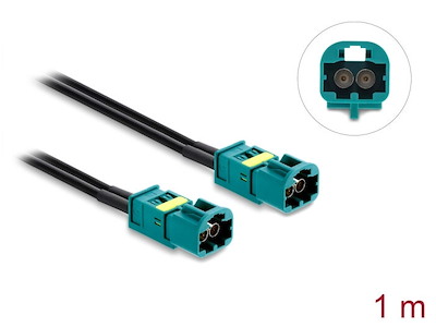 DeLOCK 91470 koaxial kabel 1 m Mini FAKRA Z dual Sort, Blå