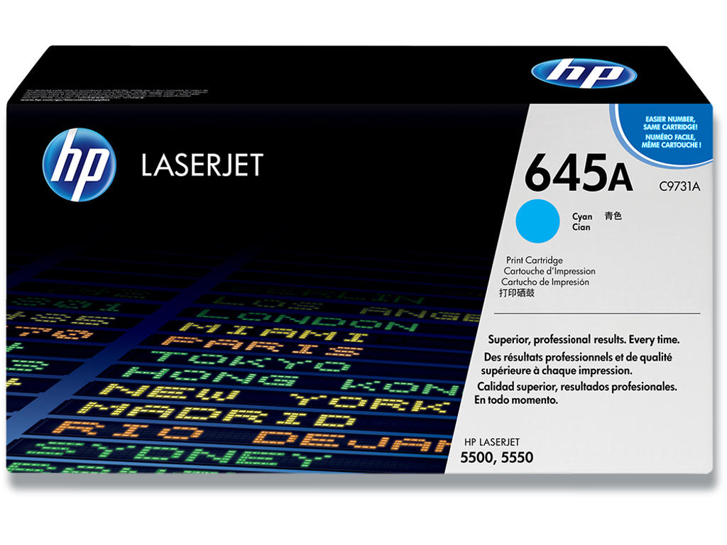 Toner, 645A, Cyan-blå, 12.000 sider, HP C9731A