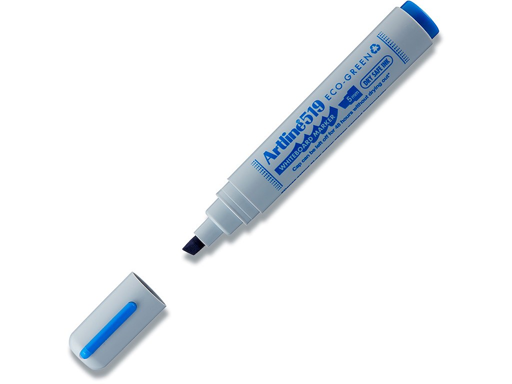 Whiteboard marker, Kantet spids, Blå, 2-5 mm, Artline ECO-GREEN 519