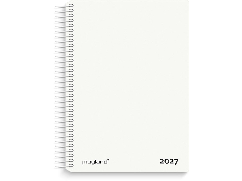 Kalender, 2027, Dag, 1 dag pr. side, Hvid, Mayland
