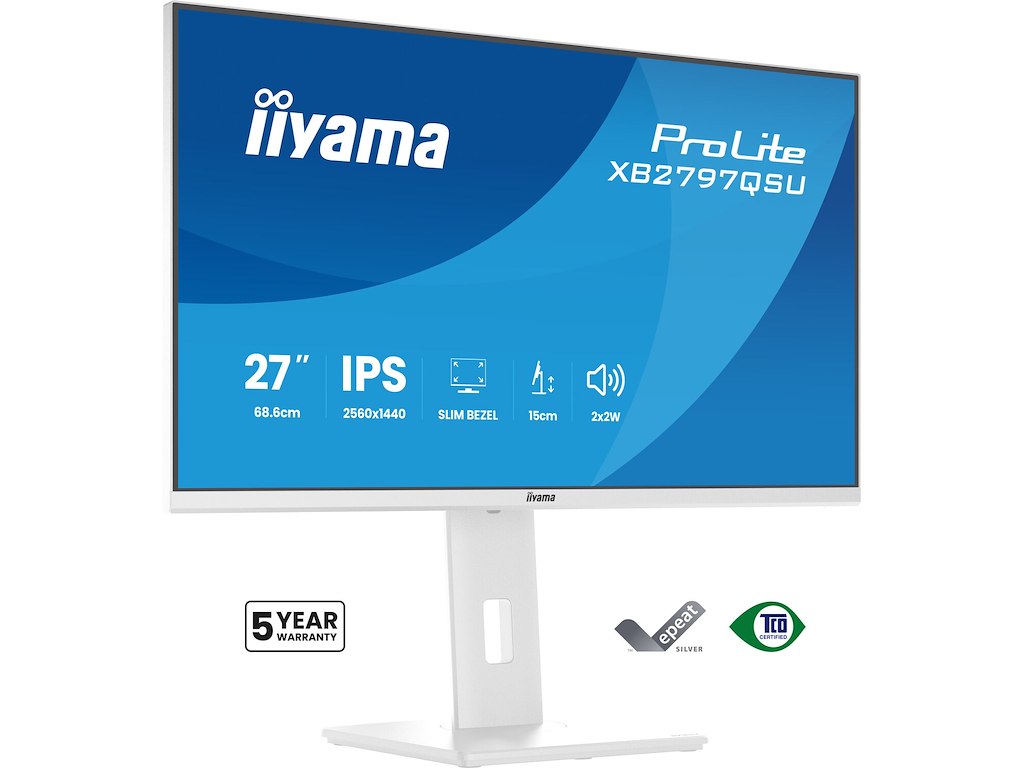 iiyama ProLite XB2797QSU-W1 computerskærm 68,6 cm (27") 2560 x 1440 pixel Quad HD LED Hvid