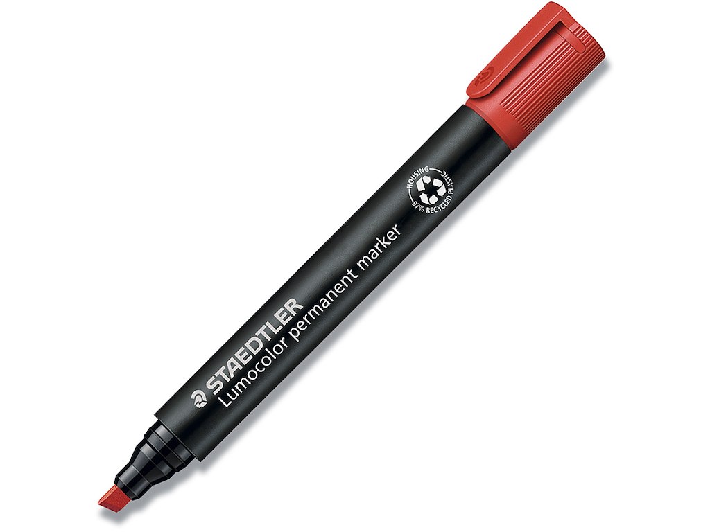 Marker, Skrå spids, 2-5 mm, Rød, Staedtler Lumocolor 350
