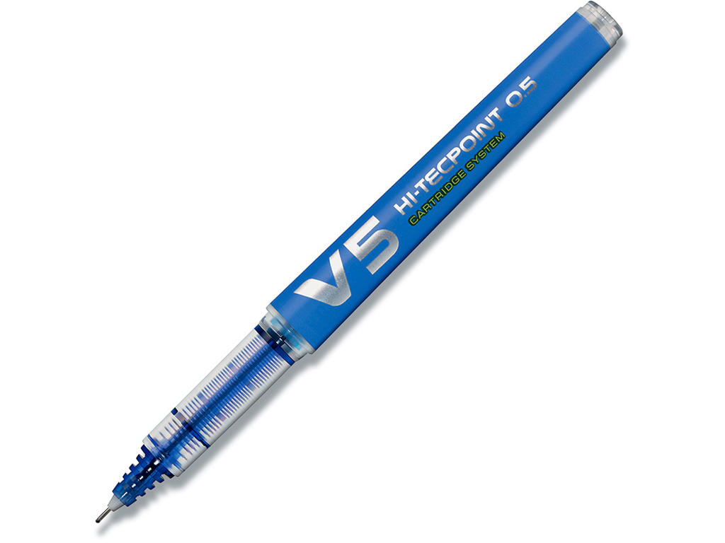Rollerball pen, 0.5 mm, 0.3 mm, Blå, Pilot Hi-Tecpoint V5 Fine BXC-V5-L