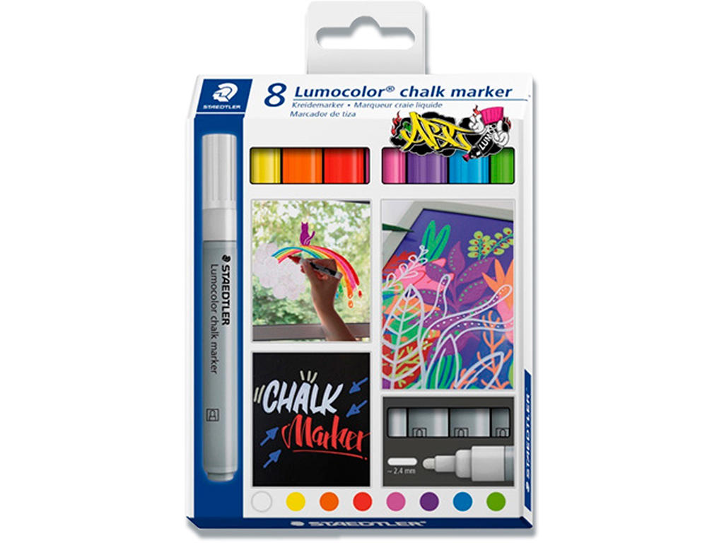 Kalk marker, 2.4 mm, 8 farver, Staedtler Lumocolor Chalk 344