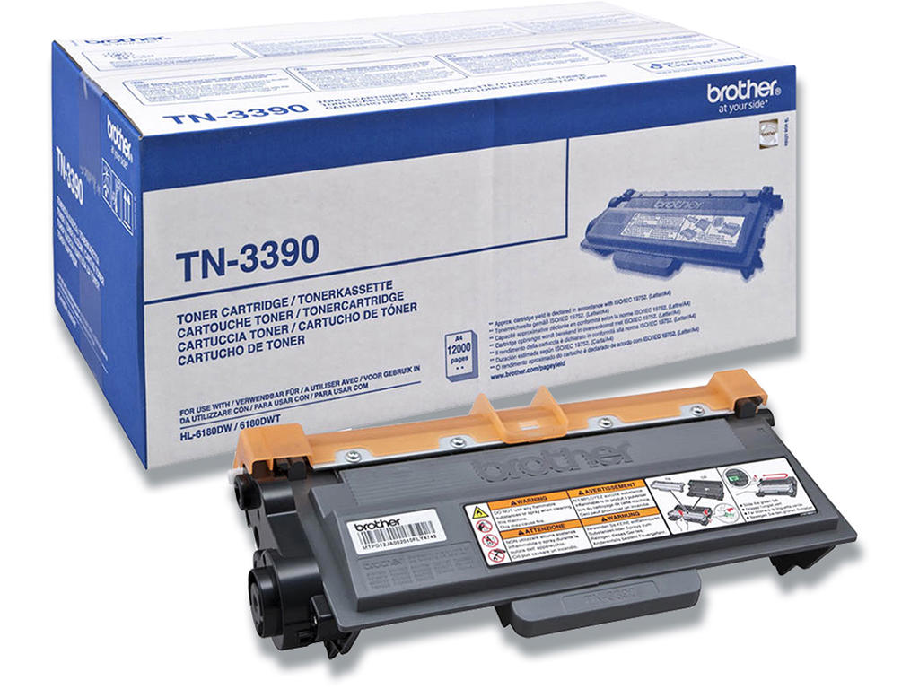 Toner, TN3390, Black-sort, 12.000 sider, Brother 