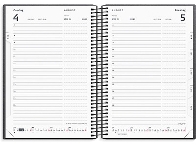 Kalender, 2027, Dag, 1 dag pr. side, Sort, Mayland