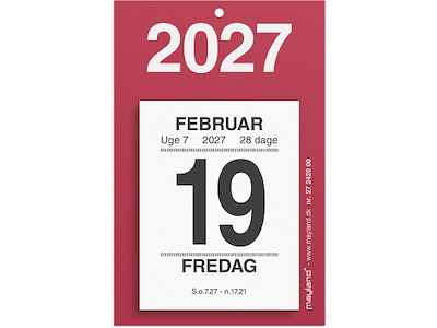 Afrivningskalender, 2027, Lille, Mayland