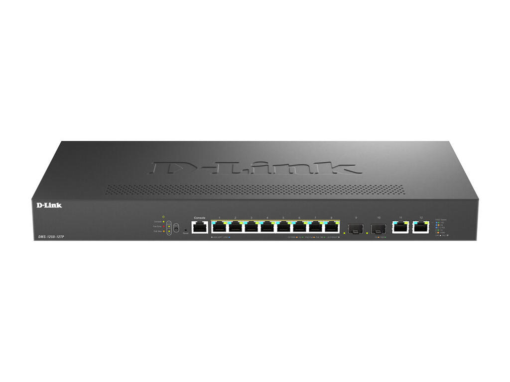 D-Link DMS-1250-12TP/E netværksswitch Administreret 2.5G Ethernet (100/1000/2500) Strøm over Ethernet (PoE) Sort