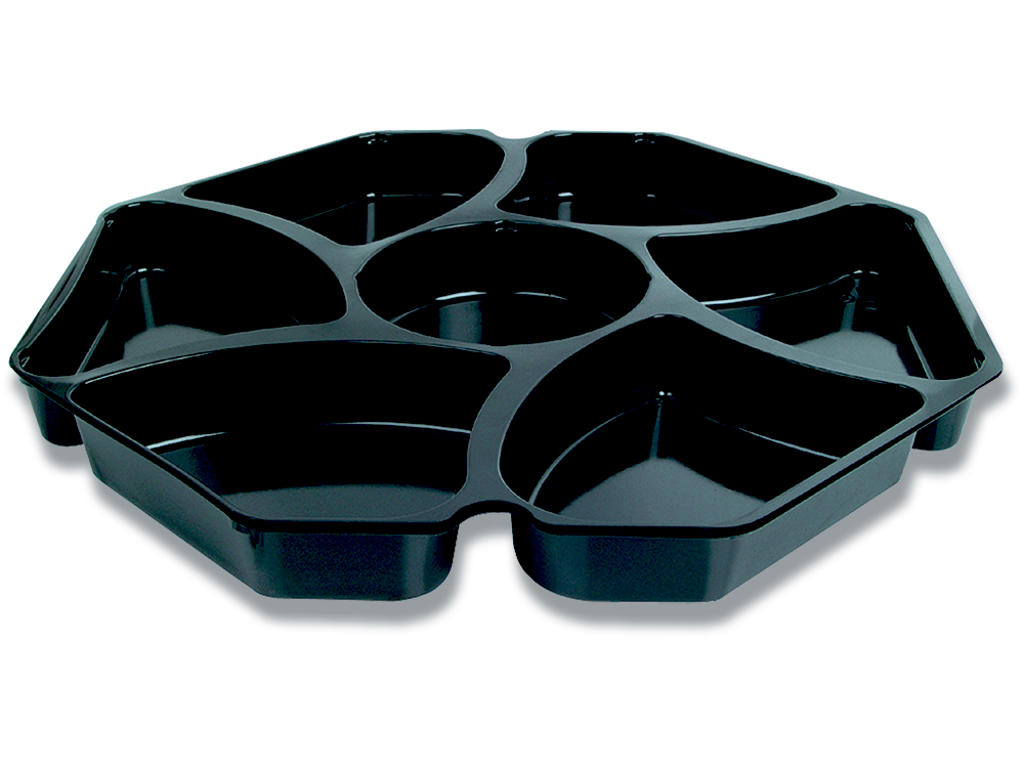 Multiboks, 7-rum indsats, 280x280x30 mm, PS plast, Sort, 150 stk, Multiline