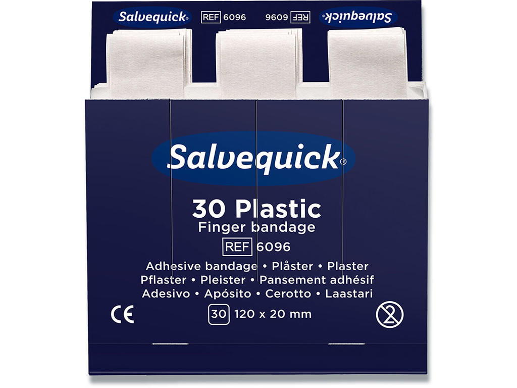 Plaster, Plast, 30 plastre pr refill, 6 pakker refill, Salvequick Finger 