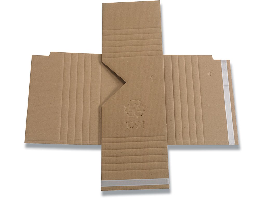 Forsendelsesæske, Til Bøger, Brun, 250x182x0-100mm, Klæbestrimmel, Krydspack