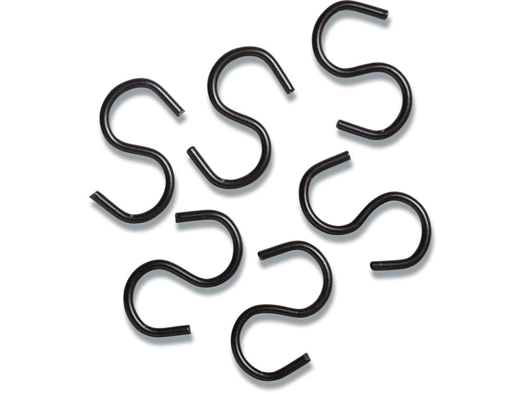 Naga S-kroge til gittertavler, Sort, Metal, 4 cm, 6 stk