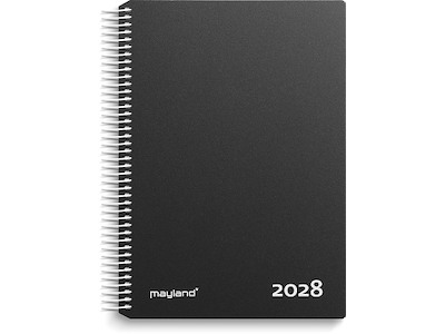 Kalender, 2028, Time, 1 dag pr. side, Sort, Mayland