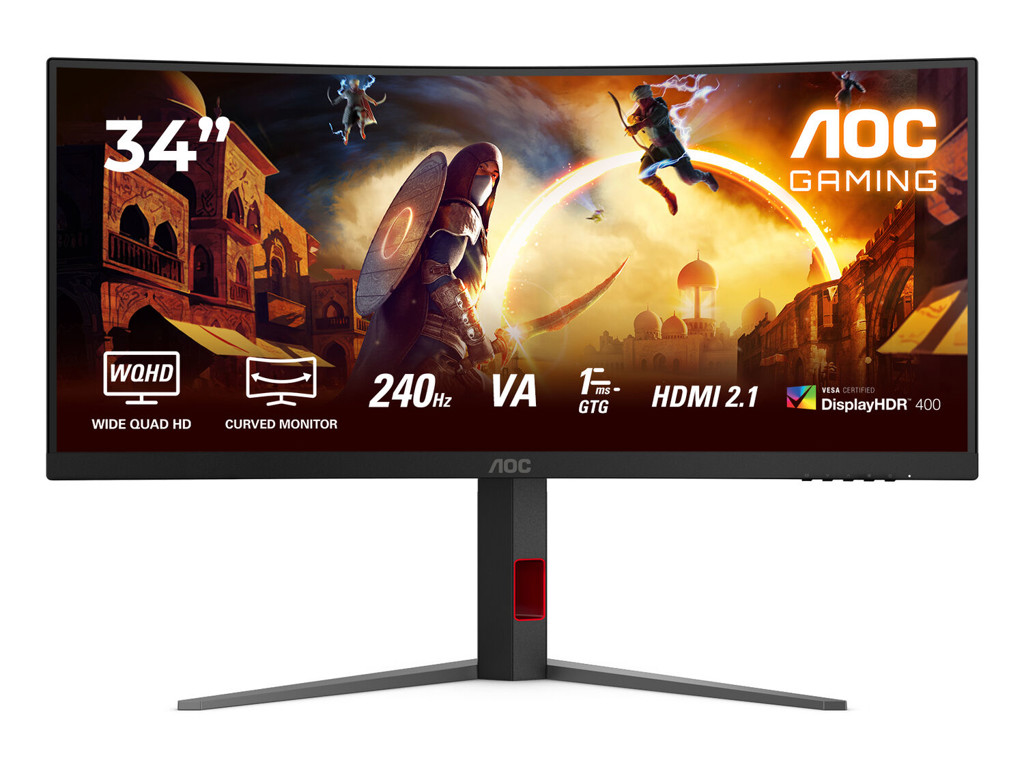 AOC G4 CU34G4Z computerskærm 86,4 cm (34") 3440 x 1440 pixel Wide Quad HD LED Sort, Rød