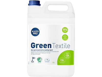 Tøjvask, Flydende, Kulørt og hvidt, Med farve, Uden parfume, 5 liter, Kiilto Pro Green Textile