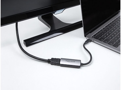 DeLOCK 64264 videokabel adapter 0,17 m USB Type-C HDMI Sort, Grå