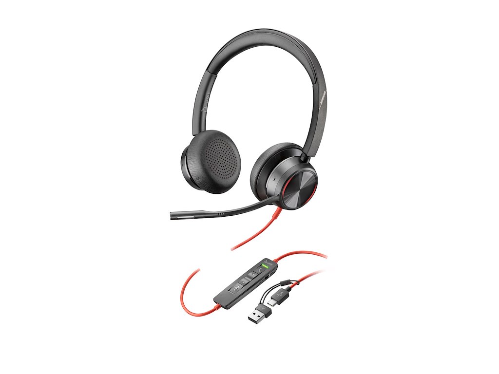 HP Poly Blackwire 8225 Stereo USB-C Headset +USB-C/A Adapter