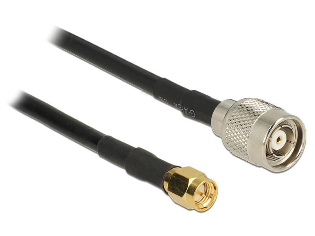 DeLOCK 89513 koaxial kabel RG-58 C/U 5 m RP-TNC SMA Sort