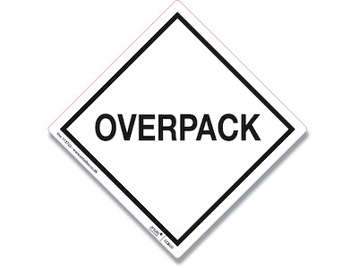 Etiketter, 100x100 mm, Hvid-sort, 250 etiketter i alt, ''OVERPACK''