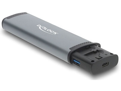 DeLOCK 91018 kortlæser USB 3.2 Gen 1 (3.1 Gen 1) Type-A/Type-C Sort, Grå