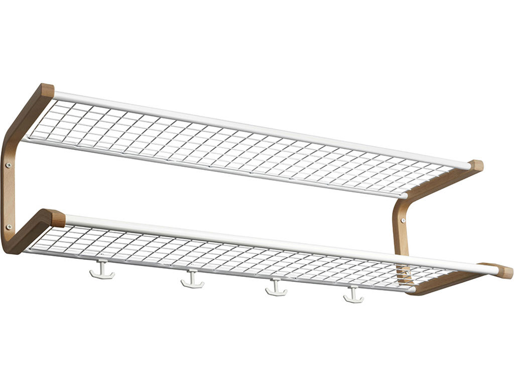 Hattehylde, Anna, L=700 mm hvid/bøg dobbel usamlet, Essem Design DK