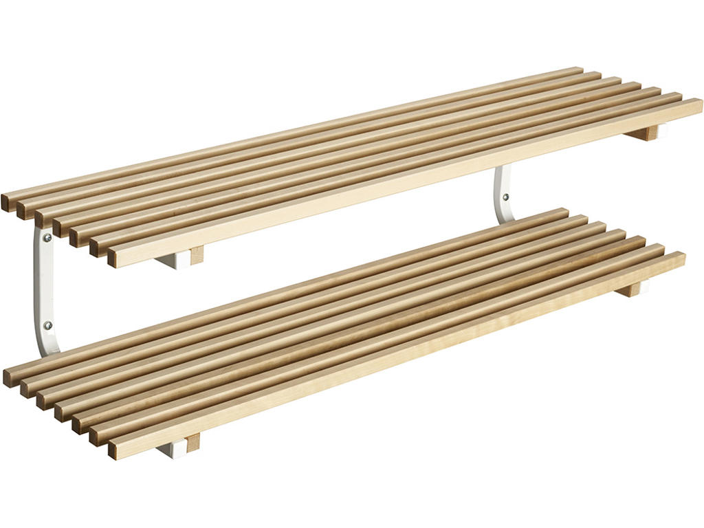Skohylde væghængt, Sara, L=1200 mm birk/hvid dobbelt samlet, Essem Design DK