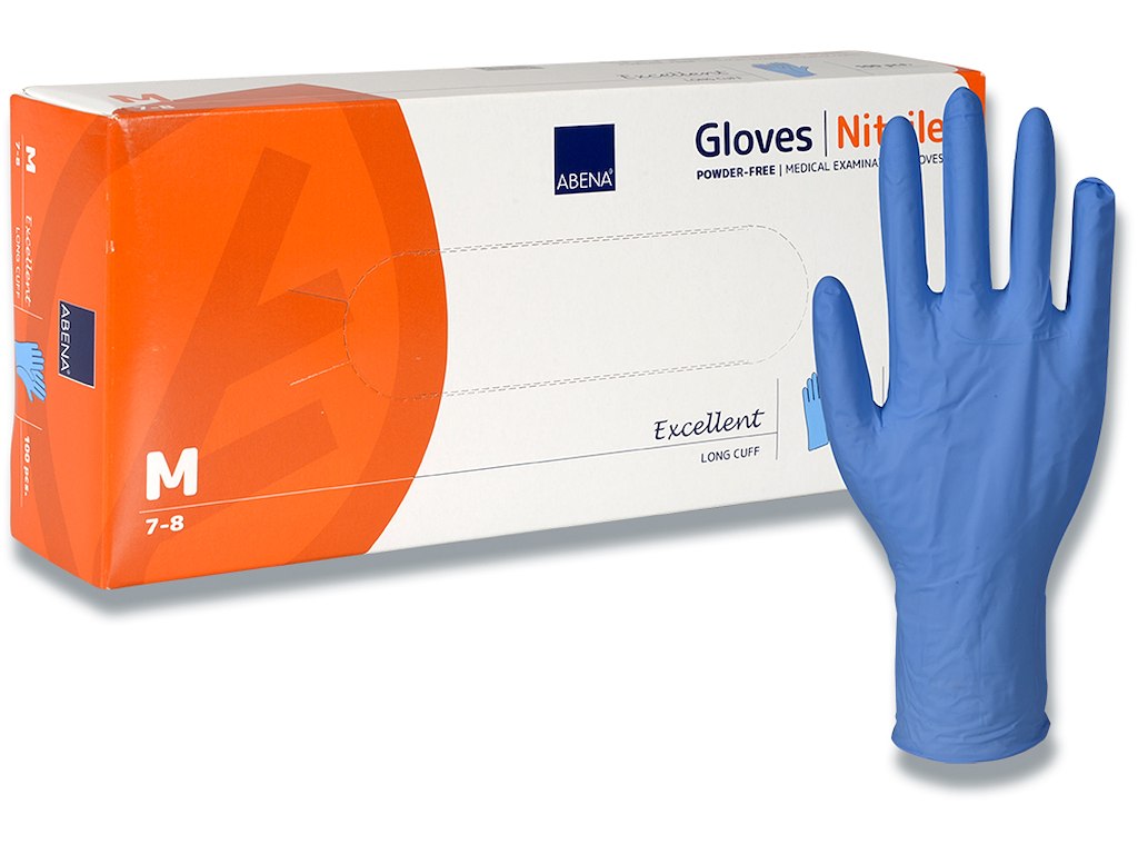 Engangshandsker, Nitril, Medium, 100 handsker, Abena Excellent Lang