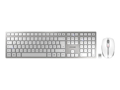CHERRY DW 9100 SLIM tastatur Mus inkluderet Universel RF trådløs + Bluetooth QWERTZ Tysk Sølv