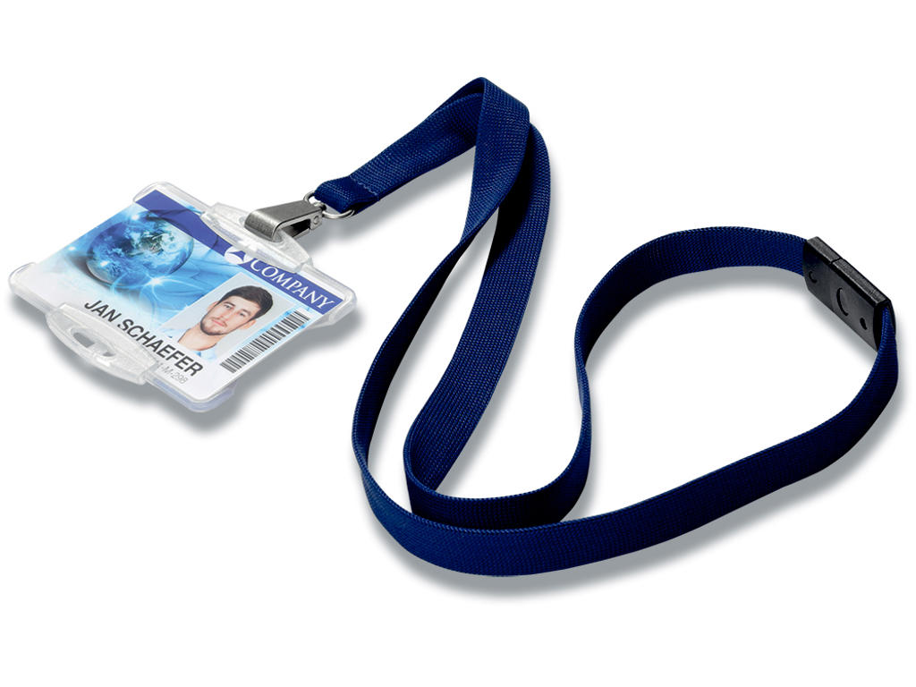 Halsrem, Til kort: Karabinhage, Mellemblå, 10 stk, Durable SOFT COLOUR 