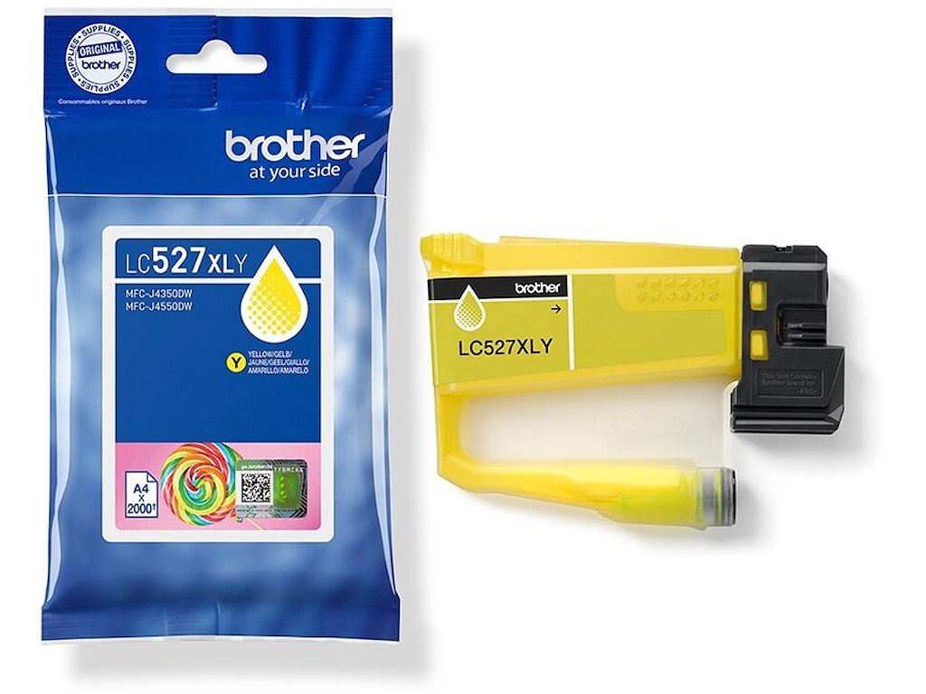 Blækpatron, 1 stk, 2000 sider, Yellow-gul, Brother LC527XLY