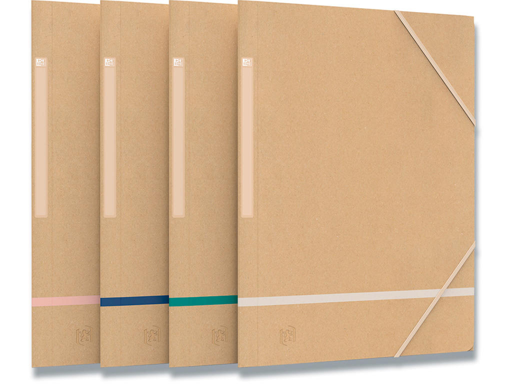 Samlemappe, 3 klapper, 2 elastikker, Natur-assorteret farve, Oxford Touareg 