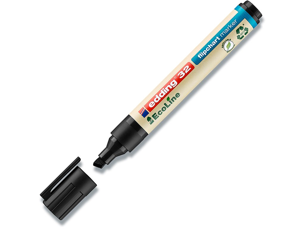 Marker, Skrå spids, 1.5-3 mm, Sort, Edding Ecoline 32