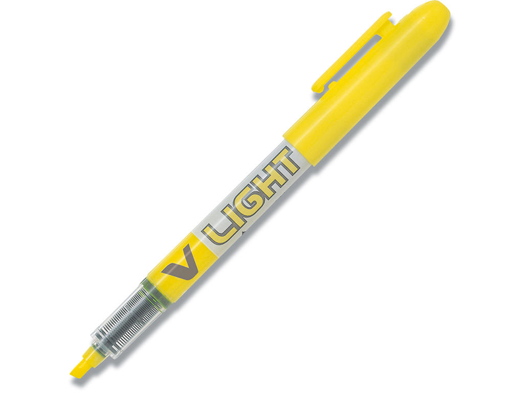 Tekstmarker, Hætte med clip, Gul, 1 stk, Pilot V-Liquid Light SW-VLL-Y