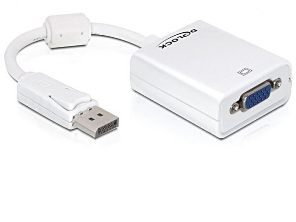 DeLOCK 61766 videokabel adapter 0,125 m VGA (D-Sub) DisplayPort Hvid