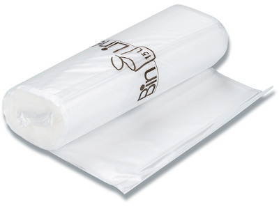 Affaldspose, 15 liter, 10 micron, Transparent, 3 ruller, 20 poser pr rulle, Bin-Line Rul-a-poser