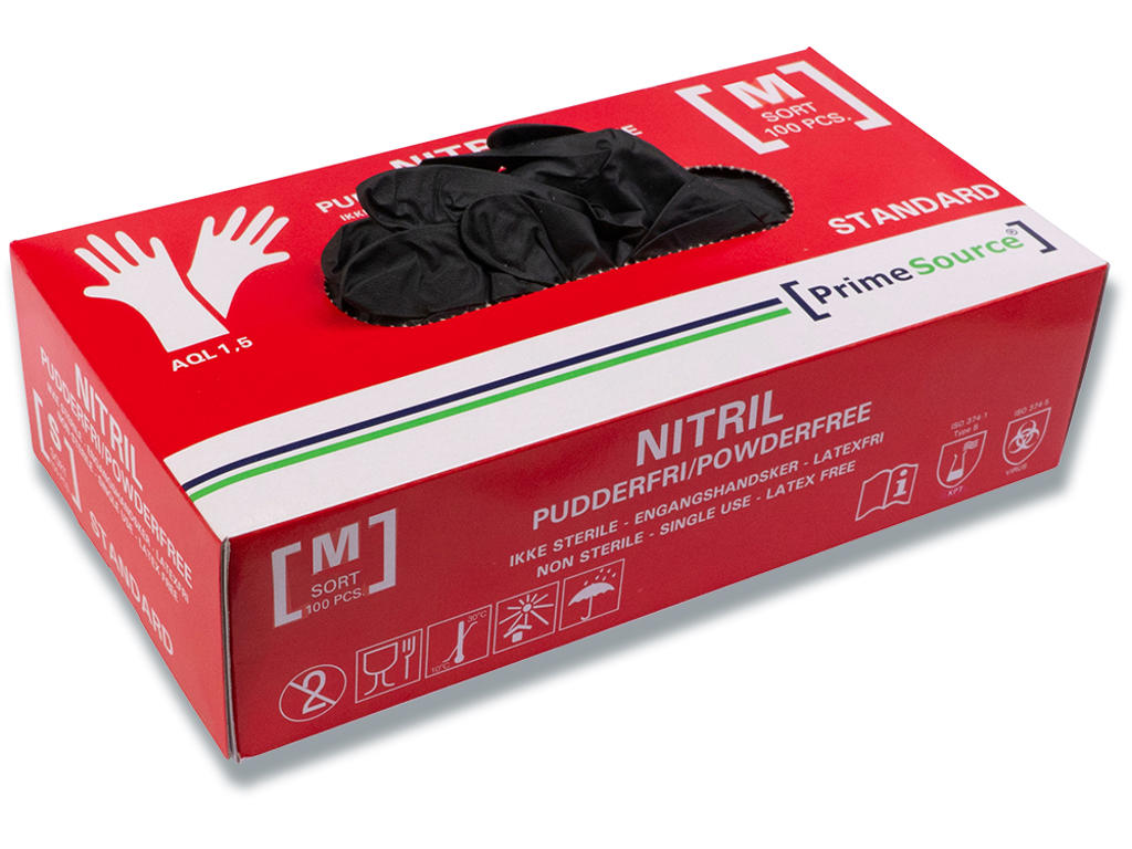 Engangshandsker, Nitril, Medium, 10x100 handsker, Prime Source Standard