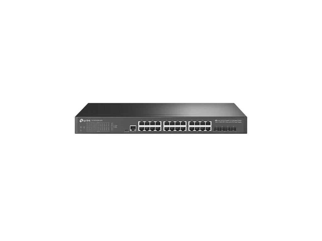 TP-Link JetStream TL-SG3428X-UPS netværksswitch Administreret L2+/L3 Gigabit Ethernet (10/100/1000) 1U Sort
