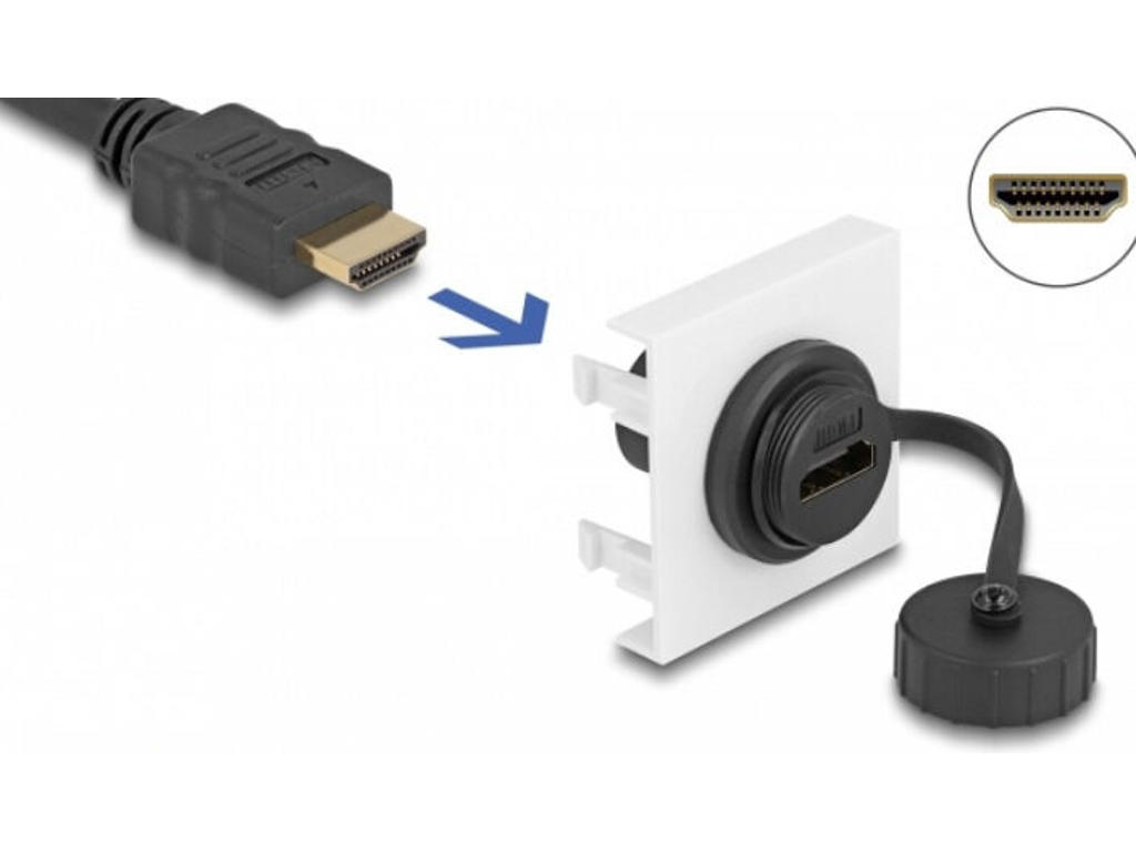 DeLOCK 81409 HDMI-kabel 0,045 m HDMI Type A (Standard) Sort, Hvid