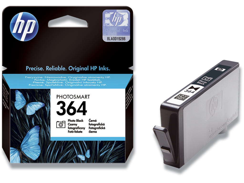 Blækpatron, 1 stk, 130 sider, Photo black, HP 364