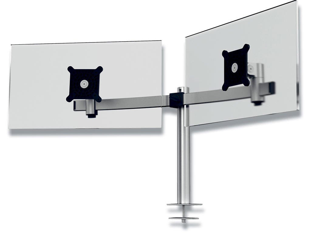 Skærmholder med arme til 2 skærme, Bord- og kabelgennemføringsbeslag, Durable PRO
