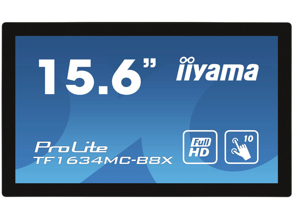 iiyama ProLite TF1634MC-B8X computerskærm 39,6 cm (15.6") 1920 x 1080 pixel Fuld HD LED Berøringsskærm Multibruger Sort