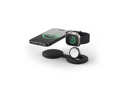 Satechi OntheGo 2-in-1 Headset, Smartphone, SmartWatch Sort USB Trådløs opladning Hurtig opladning Indendørs